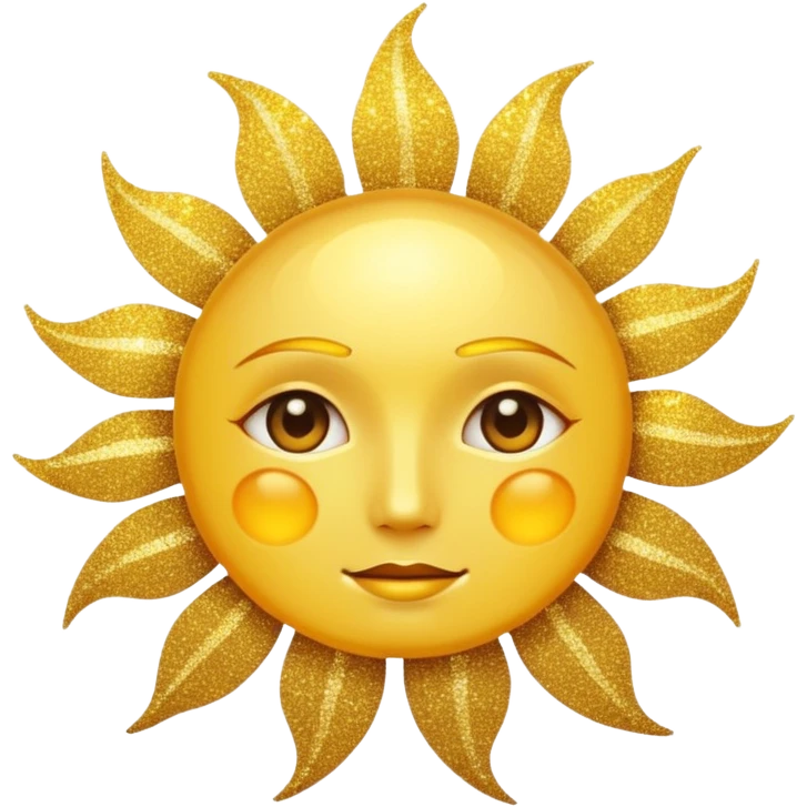 sun in 2d golden glitter in colour without face emoji