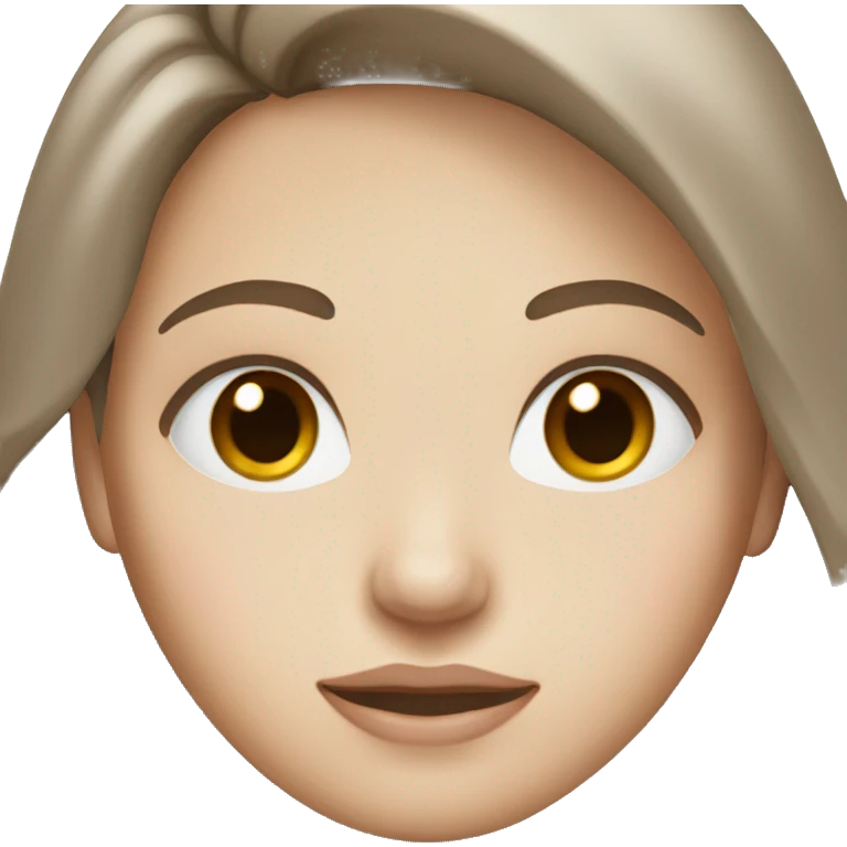 woman with long brown hair, blue eyes, and white skin emoji
