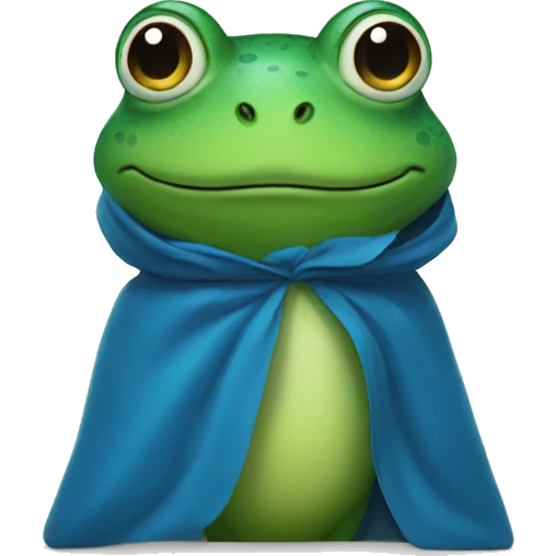 a frog with a blue cloak on, covering its eyes emoji