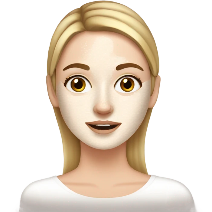 White girl with freackles doing skincare mask emoji