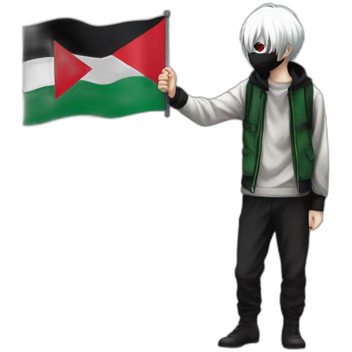 kaneki hold on his hand flag  Palestine emoji