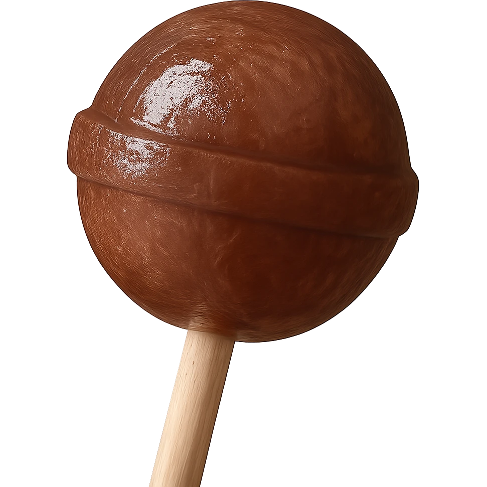 Change the lollipop color to brown in a realistic style, keep the background transparent. emoji
