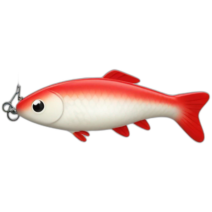 Red and white fishing lure emoji