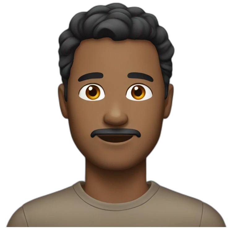 Adult man, brown (no black) skin, small and black hair, no beard, no mustache emoji