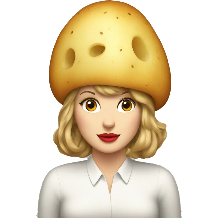 Taylor swift with a potato on her head emoji