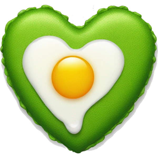 Green heart with a fried egg  emoji