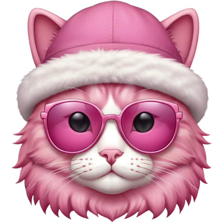 pink cat wearing sunglasses and hat emoji