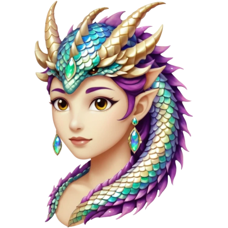 Am amazing blend of a half dragon woman with glittering jeweled scales emoji