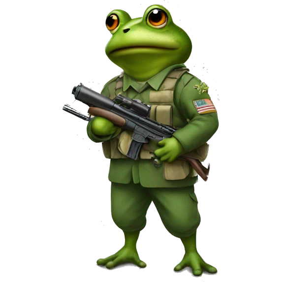  a military frog with a gun emoji