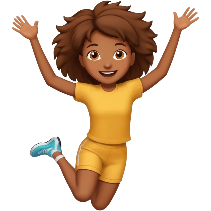 Brown skin girl happy jumping in joy emoji