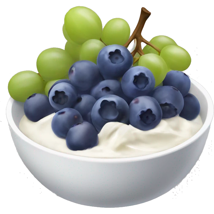 yoghurt bowl with grapes and blueberries emoji