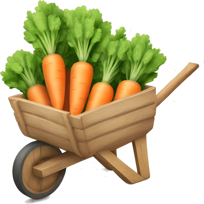 Pastel cute Carrots in a wooden  wheelbarrow  emoji