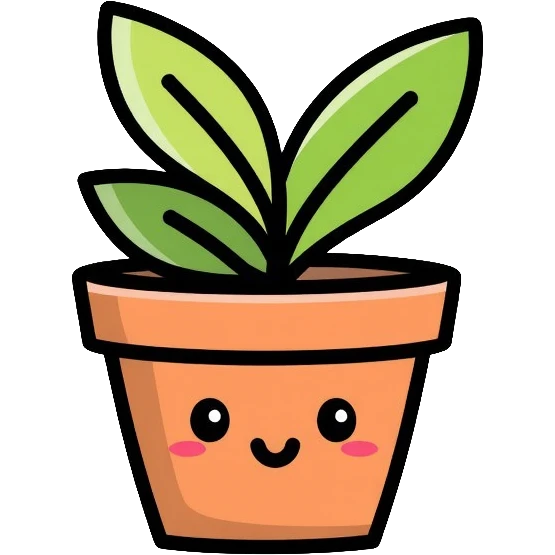 cute smiling plant in pot, logo design, simple and minimal emoji