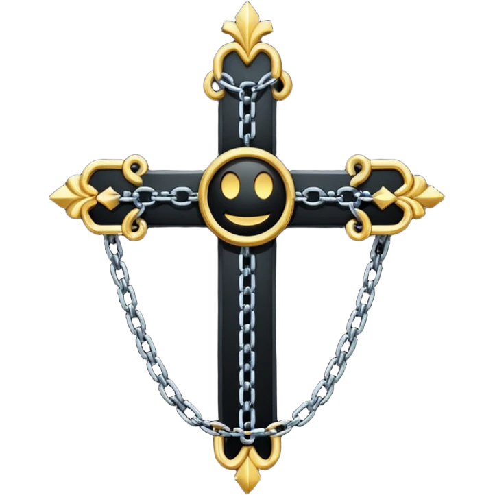 Ein christen kreuz schön verziert mit ketten aber nur in schwarz als Emoji keine Farbe verwenden einzige Farbe schwarz emoji