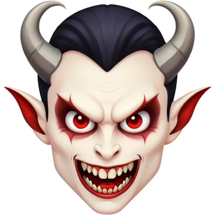 Vampire with curved horns and fangs emoji