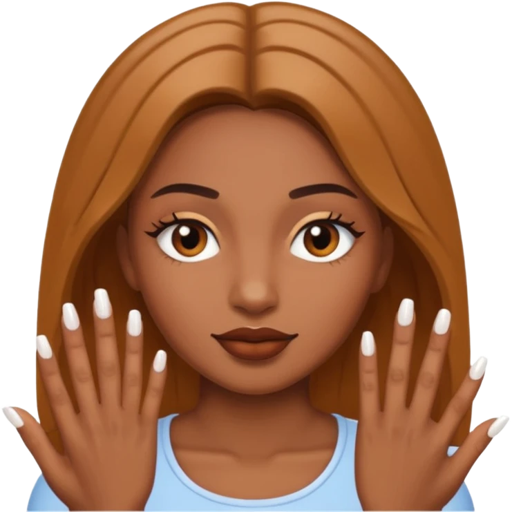 Mujer morena con uñas blancas emoji