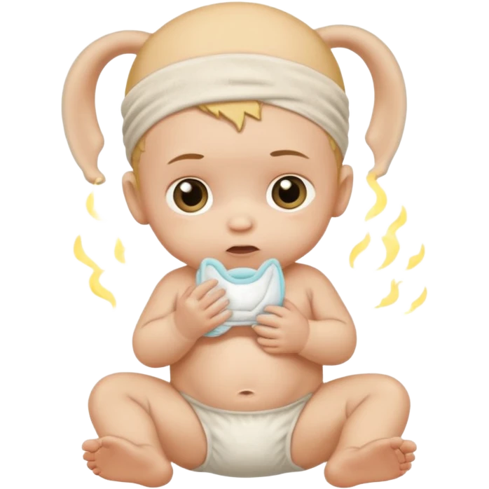 Newborn baby with a dirty diaper emoji