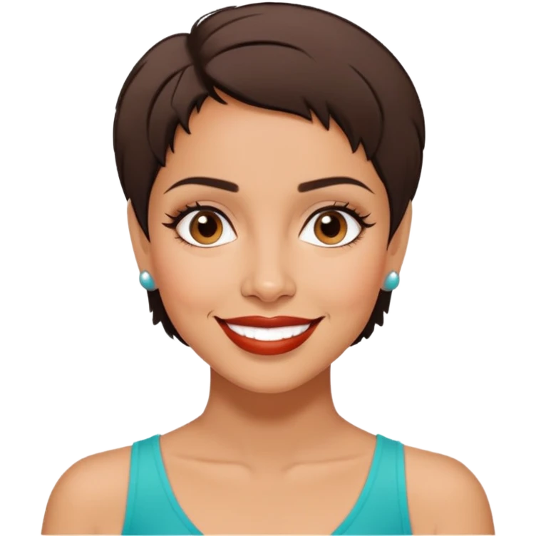 Marian Pabón, Puerto Rican actress with characteristic short hair, friendly smile, expressive face, Latina features emoji