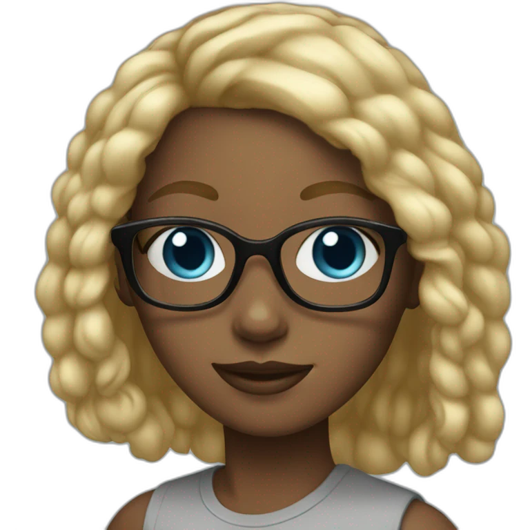 Black girl long blond hair blue eyes glasses emoji