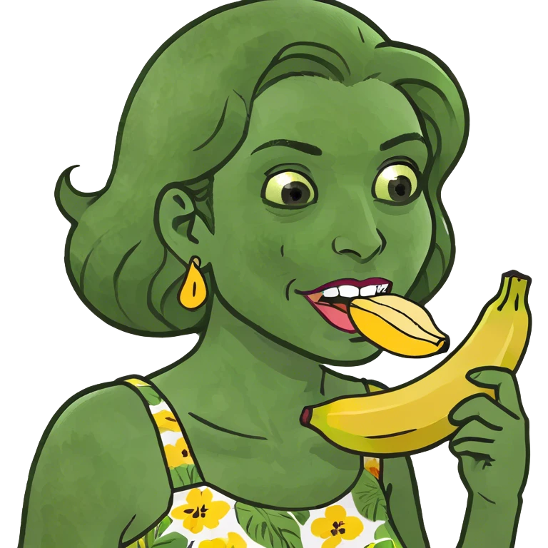 Woman eating a banana emoji
