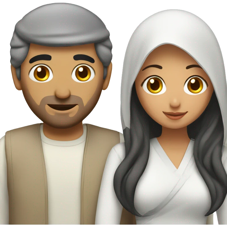 arab man in love with asian woman emoji