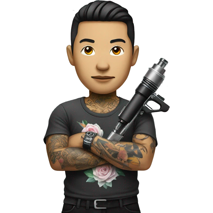 Asian Tattoo Artist with tattoo gun emoji
