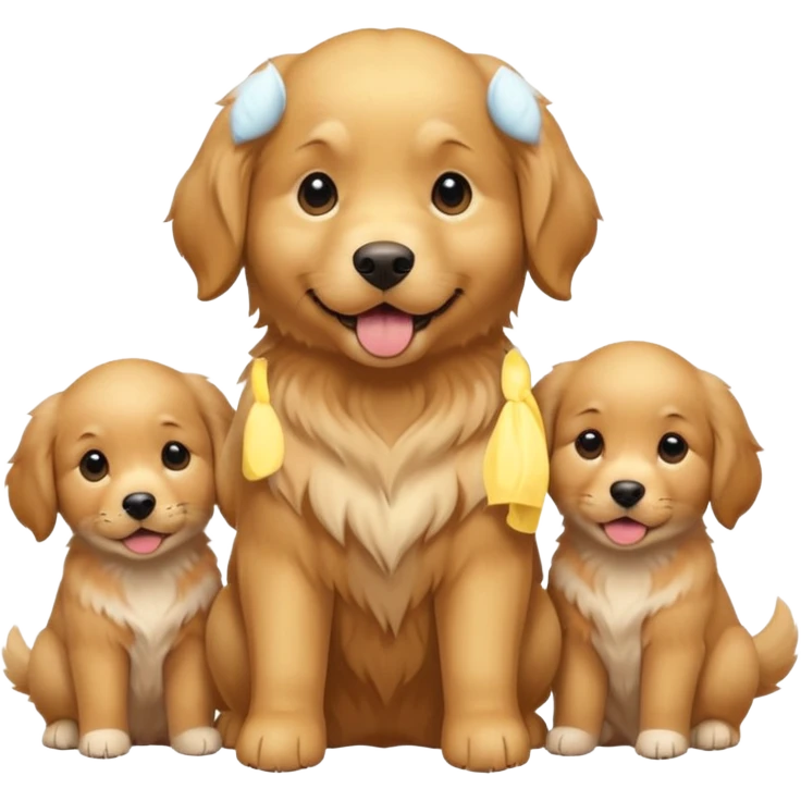 golden dog with its puppies emoji