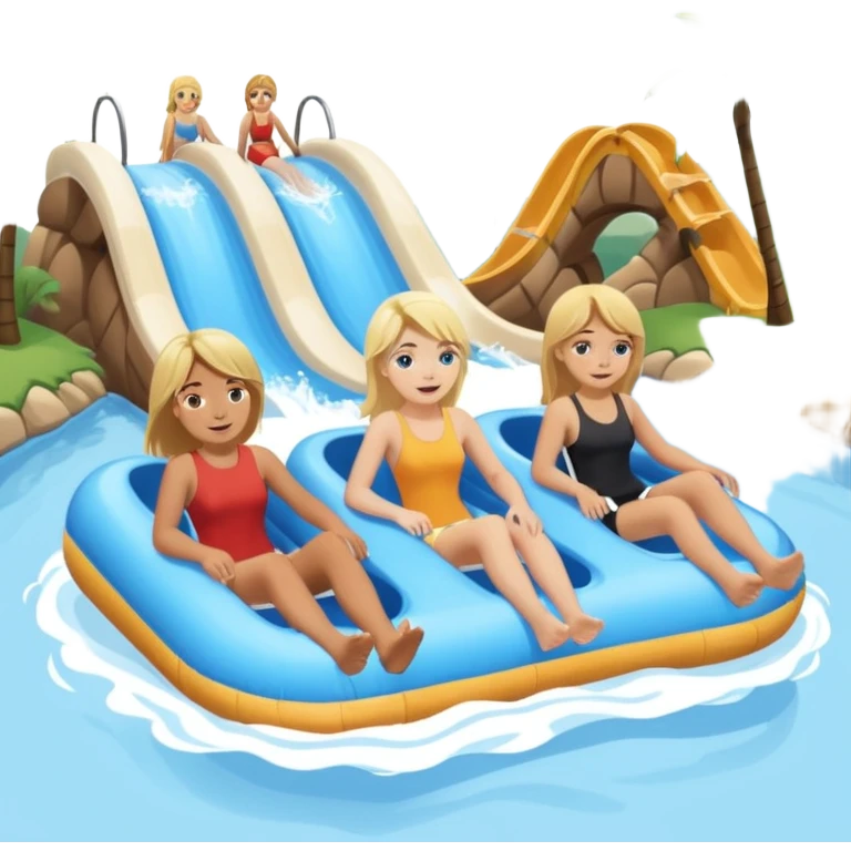 2 girls and 2 guys on the lazy river waterslide. 1 girl and 1 guy have blonde hair and 1 girl and 1 guy have brown. we are all very pale. 4 PEOPLE  emoji
