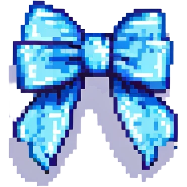 blue bow, shiny finish pixel art emoji