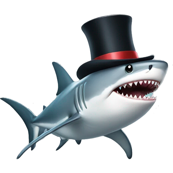 Shark with a top hat emoji