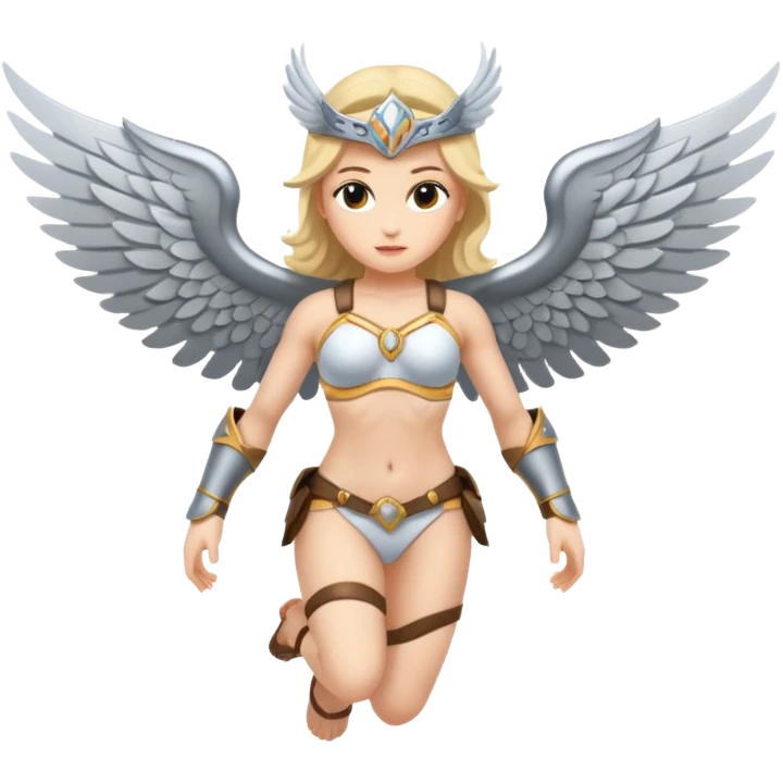 valkyrie in bikini armor, flying with wings emoji