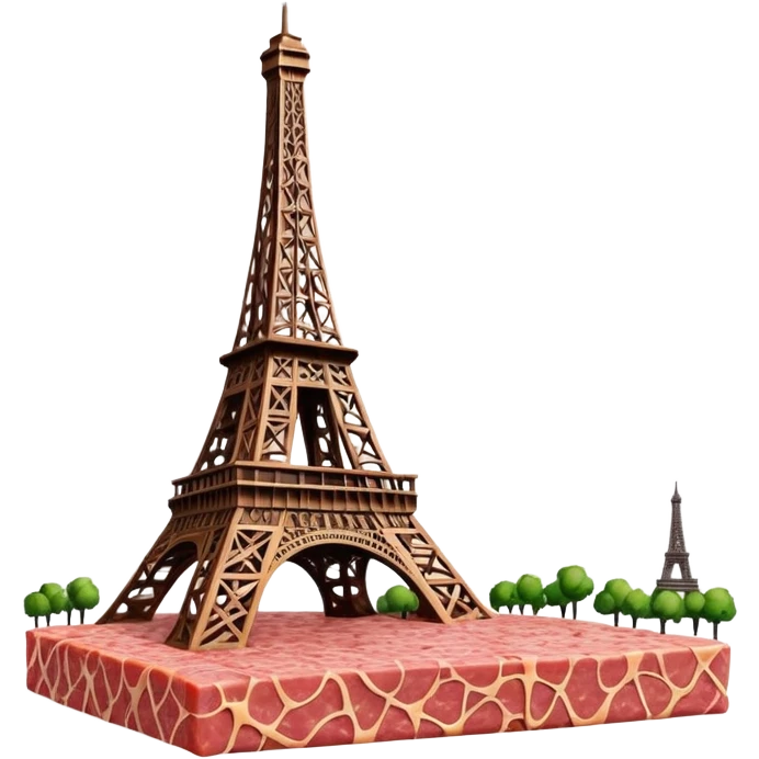  eiffel tower made of SPAM meat  landscape  emoji