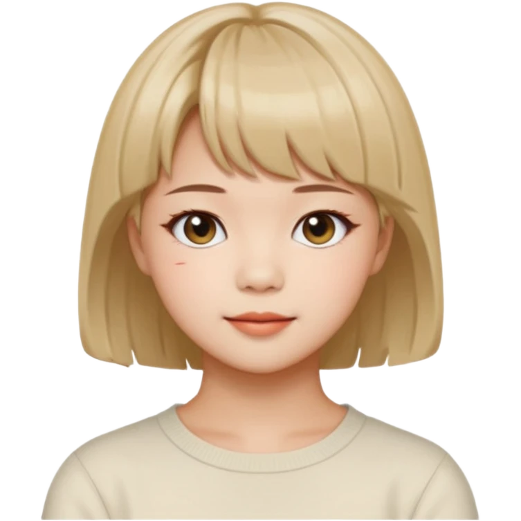 Jeongyeon de TWICE portrait emoji, short hair with bangs, cheerful expression emoji