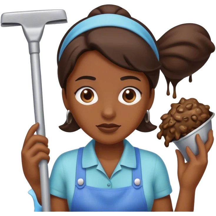 Cleaning lady covered in poop emoji