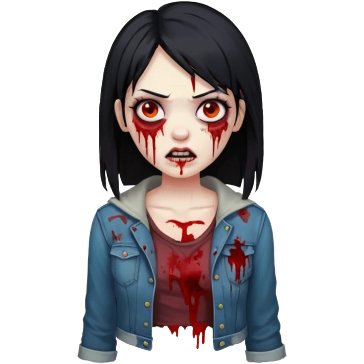 mulher zumbi cabelo liso preto emoji