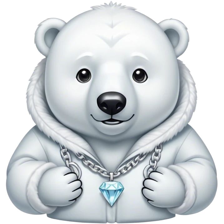 Polar bear wearing a parka with a diamond chain on emoji