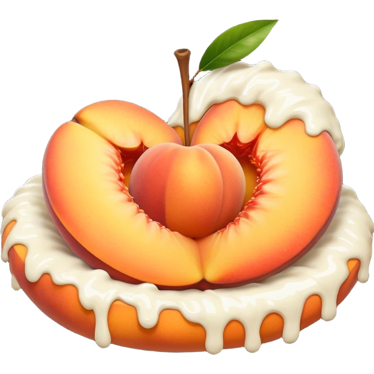 White cream drenched on a peach on a black couch emoji