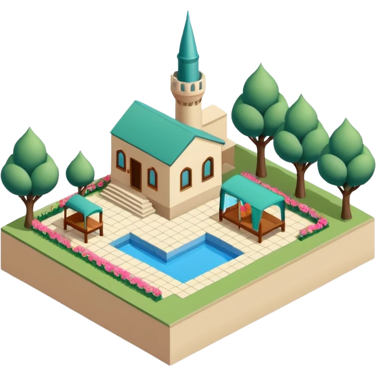 little city and many, small, ordinary, simple, home, Iranian-style, 1980, isometric emoji