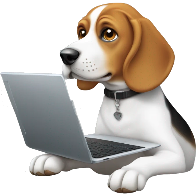 beagle with mackbook emoji