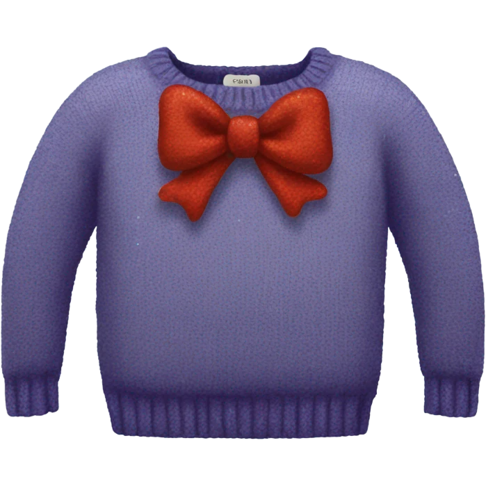 Knit sweater with bow glitter design emoji