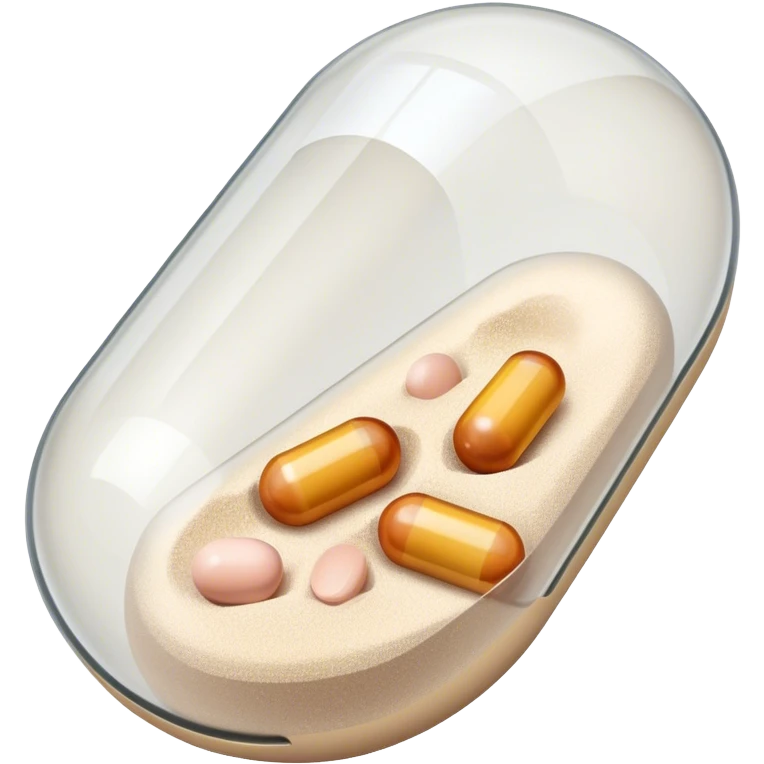 See through pill capsule with beige salt inside emoji