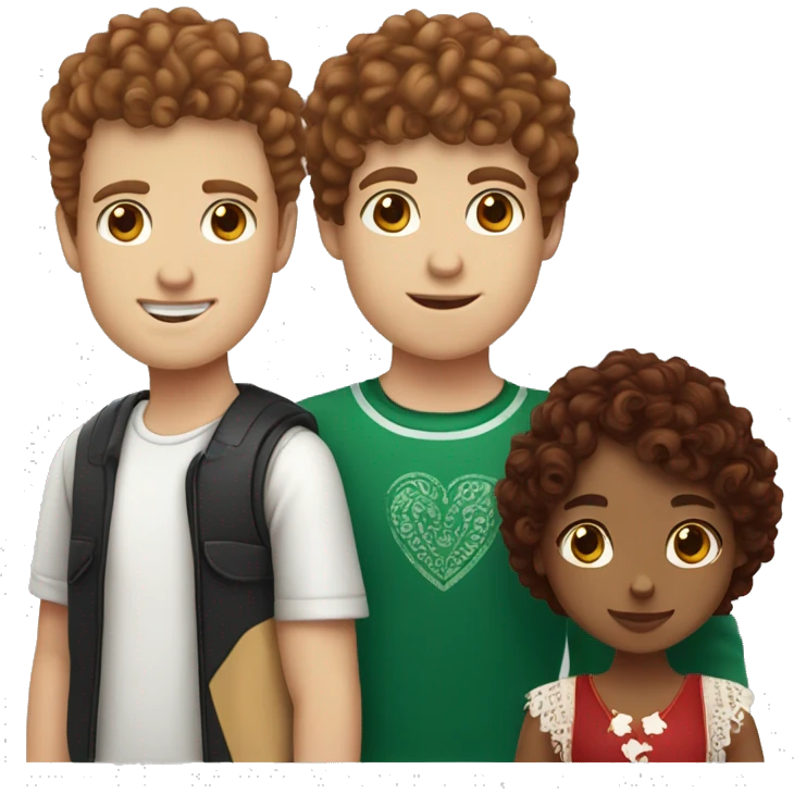 White boy with curly brown hair and Mexican girl with dark red hair with bangs  emoji