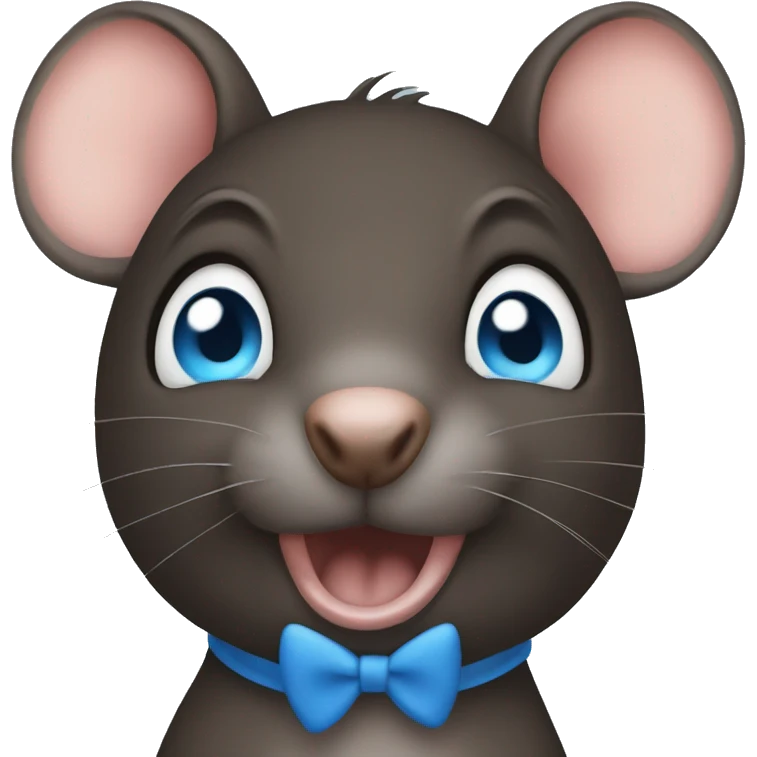 dark brown rat with blue eyes take a kiss emoji
