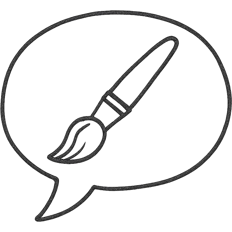 chat bubble with a brush inside emoji
