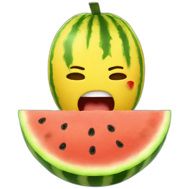 YELLOW emoji eating watermelon emoji