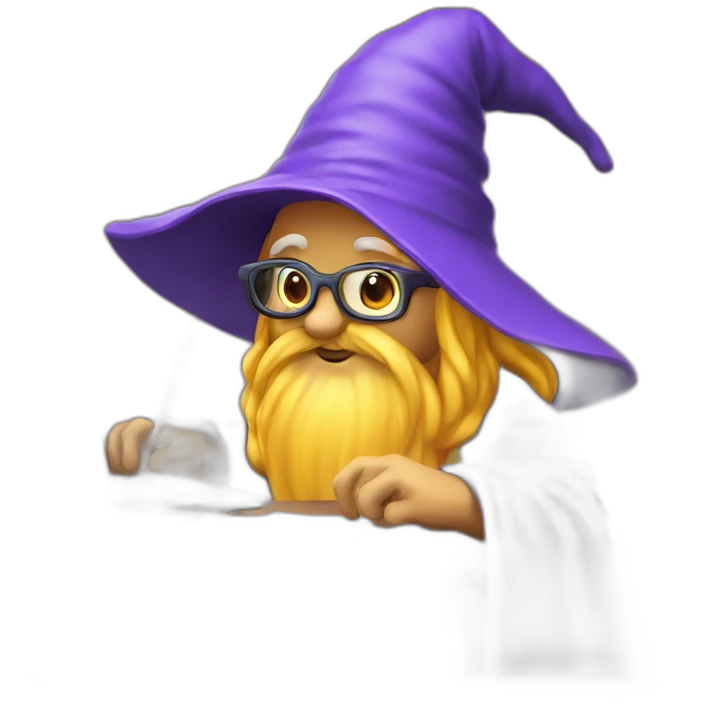 wizard writing code on a pc emoji