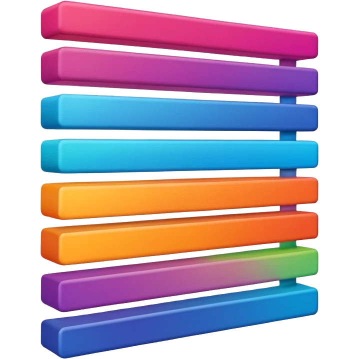 Horizontal multiple little bars merging into one big bar of data. emoji