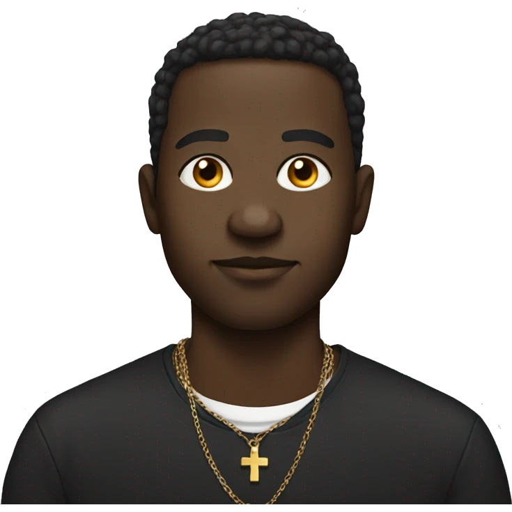 Black male portrait with cross necklace emoji