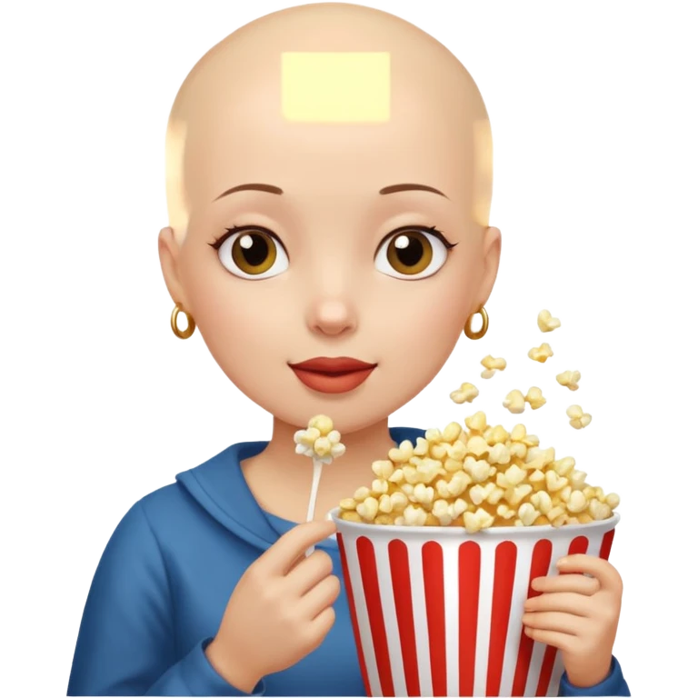 Bald girl eating popcorn emoji