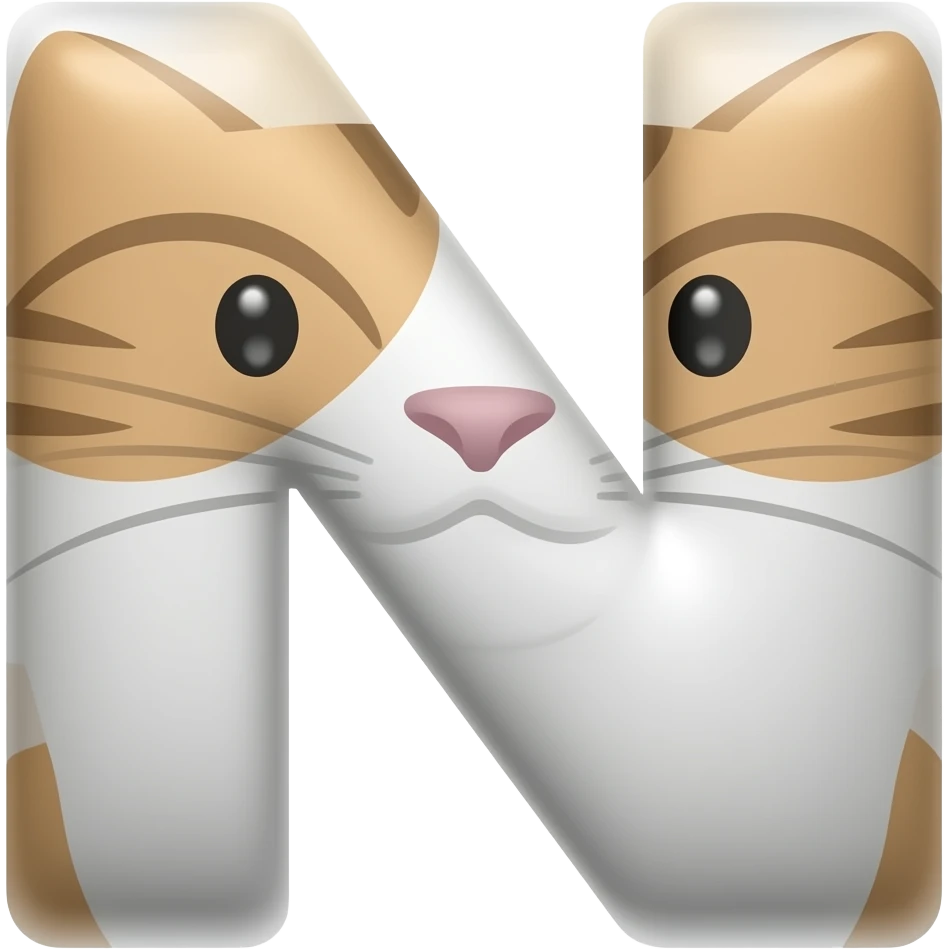Letra N com um gato emoji